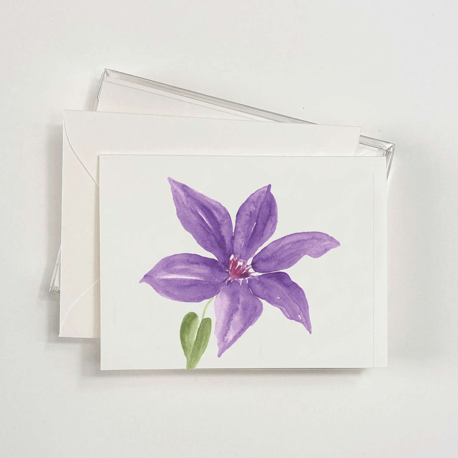 Purple Clematis Watercolor Boxed Notecards