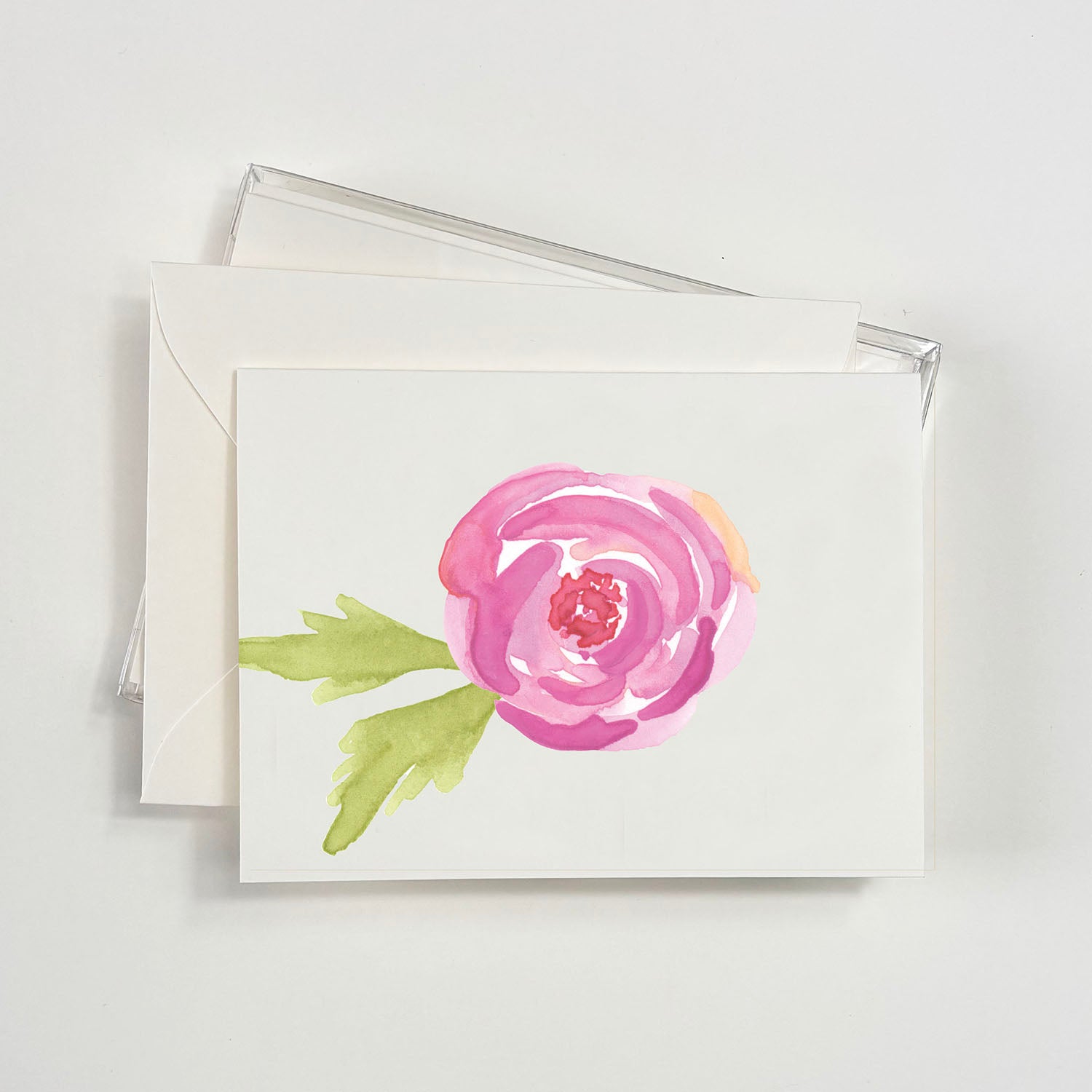 Pink Peony Watercolor Boxed Notecards