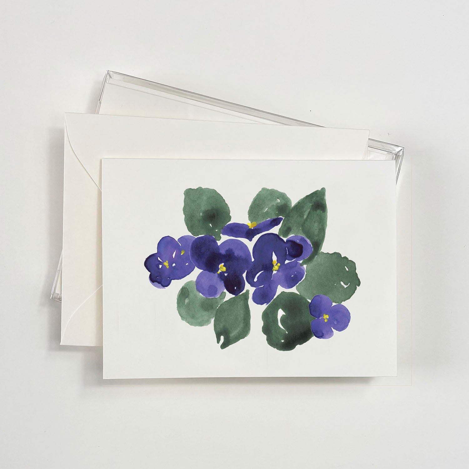 Purple Violets Watercolor Boxed Notecards