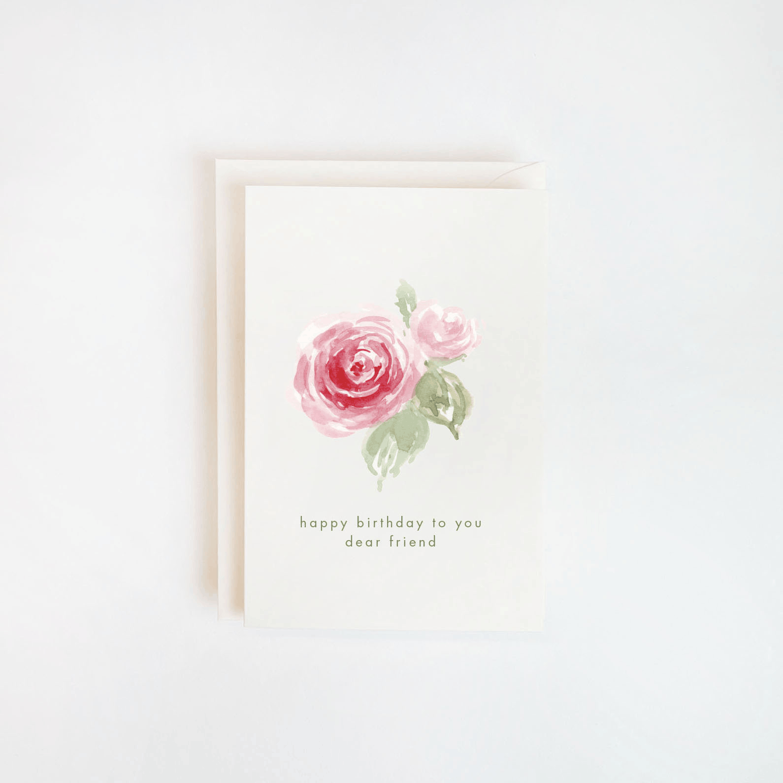 Pink Rose Watercolor Birthday Card