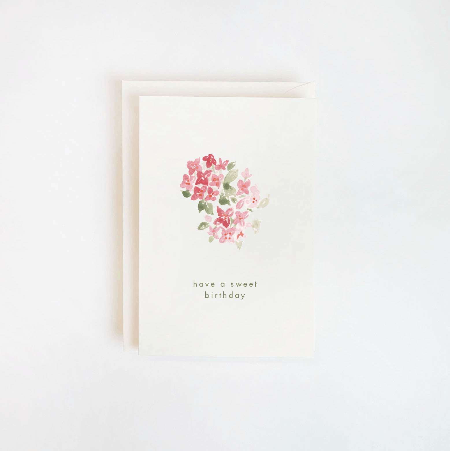 Pink Sedum Watercolor Birthday Card