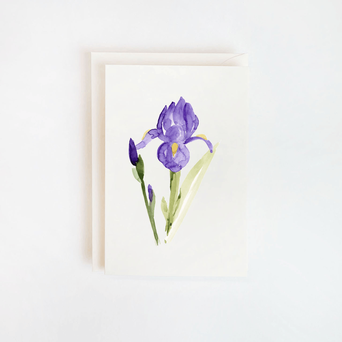 Purple Iris Watercolor Card