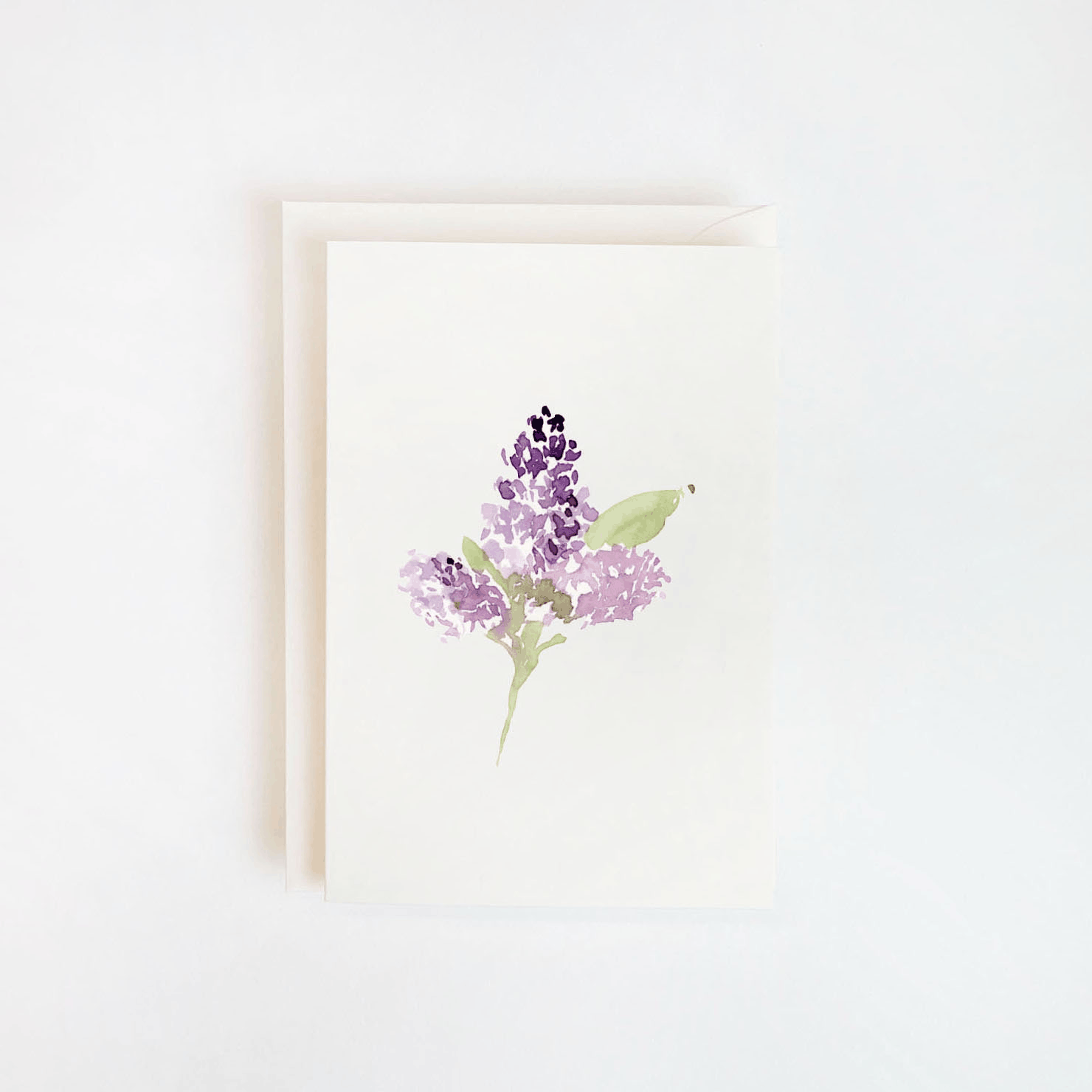 Purple Lilac Floral Watercolor Card