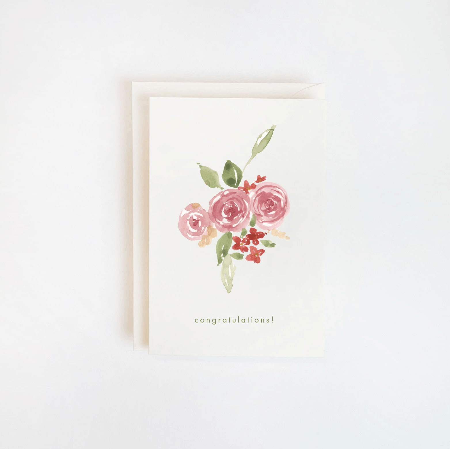 Pink Bouquet Watercolor Congratulations Card