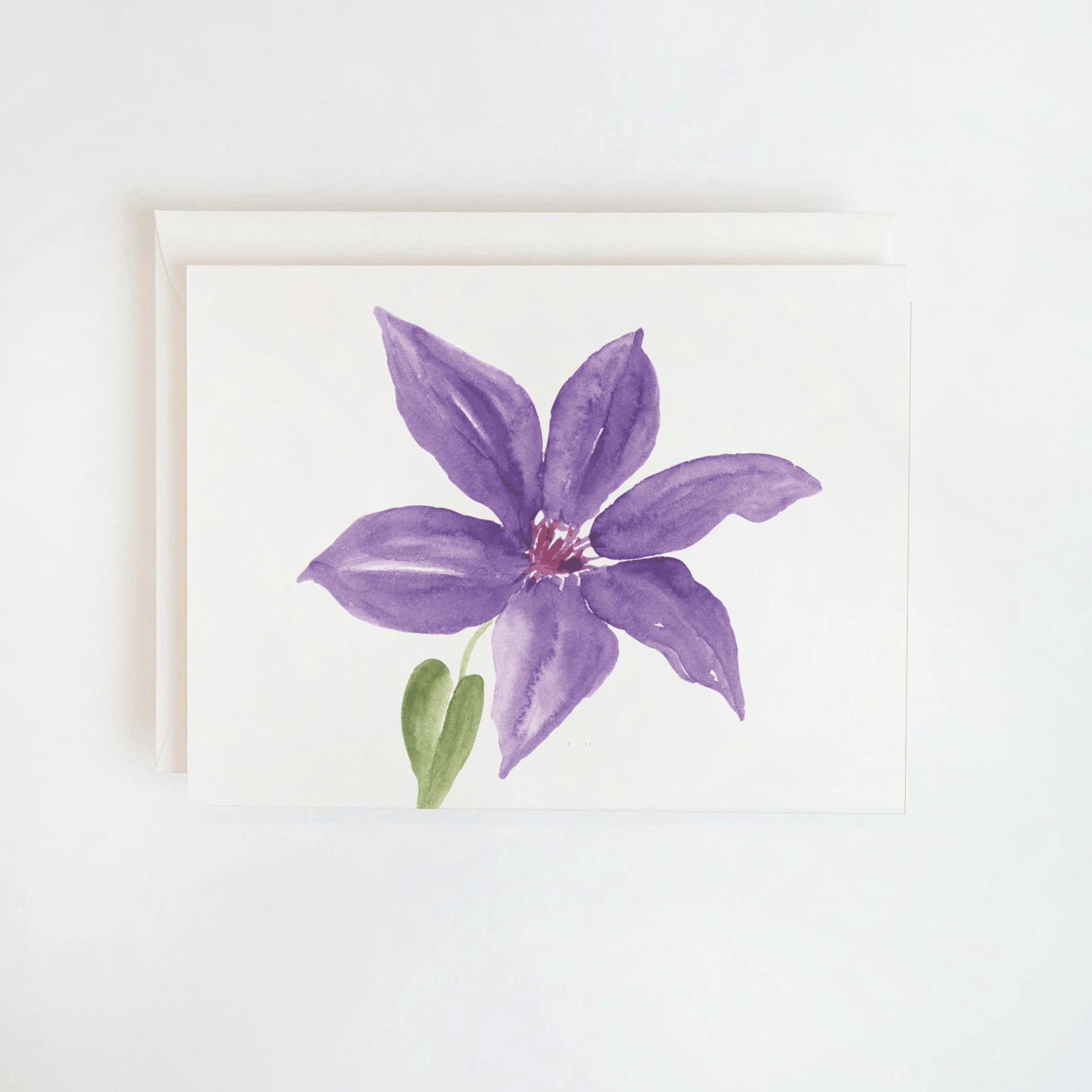 Purple Clematis Watercolor Card