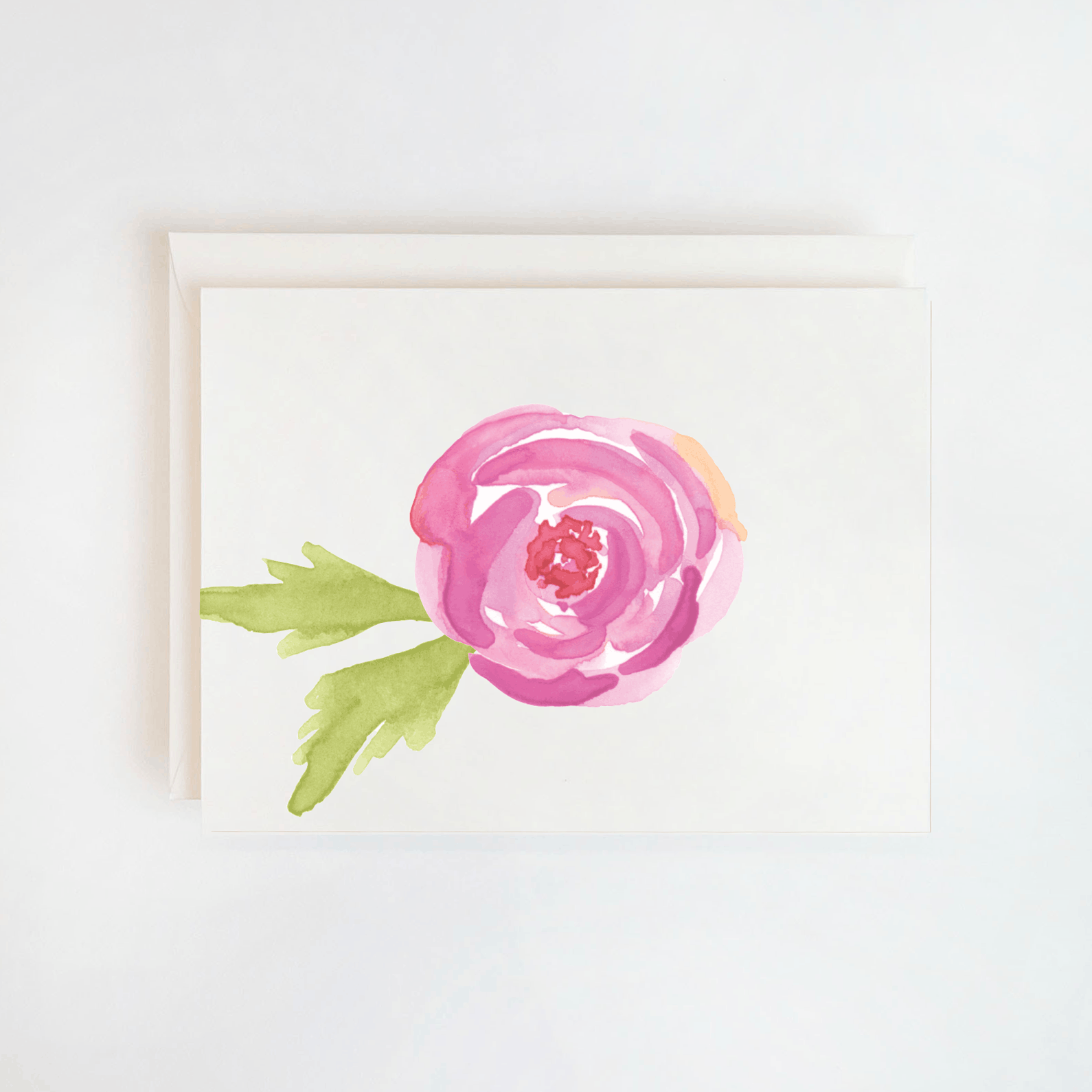 Pink Peony Watercolor Card
