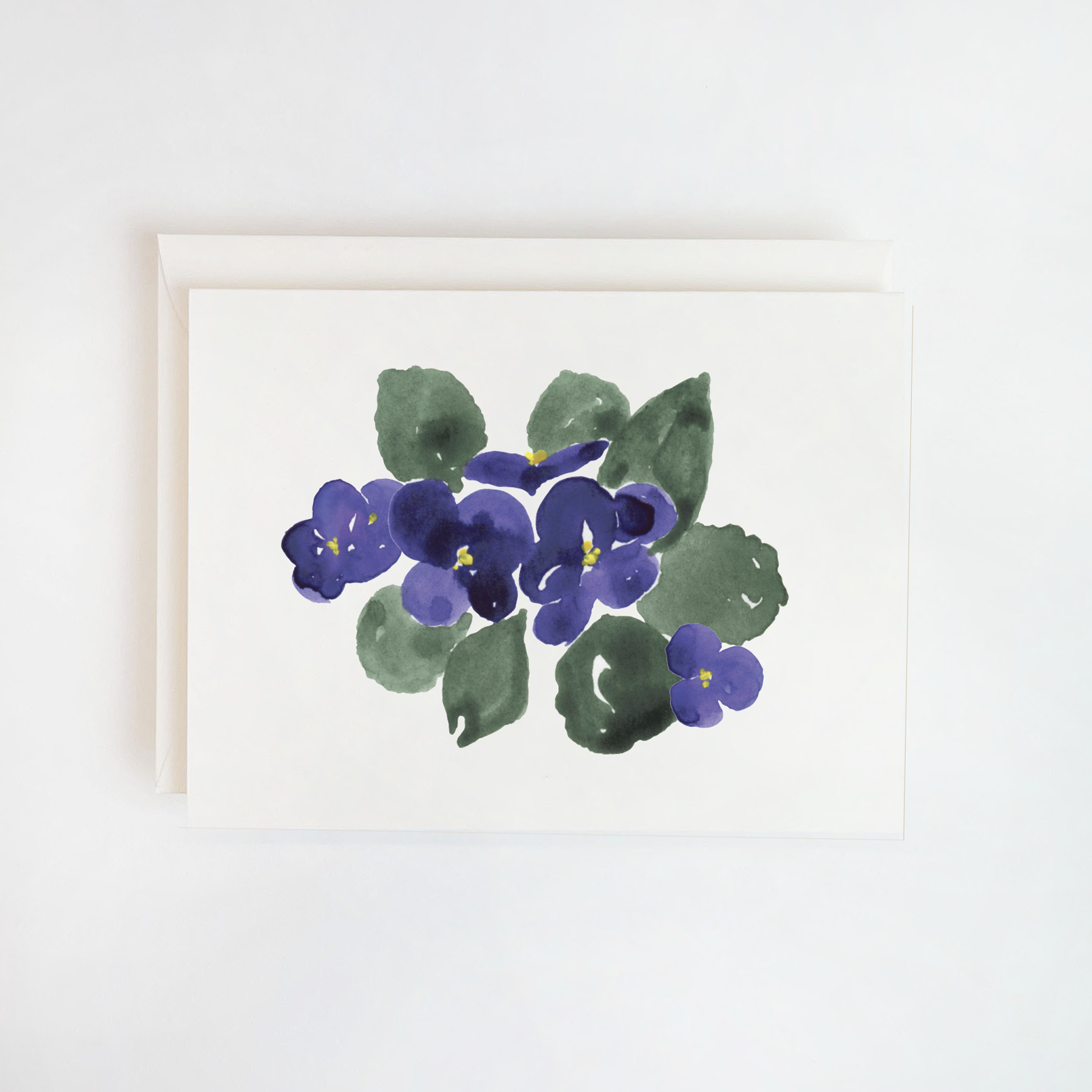 Purple Violets Watercolor Card