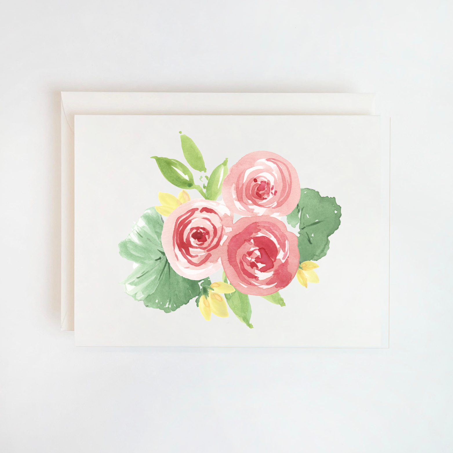 Pink Roses Watercolor Card