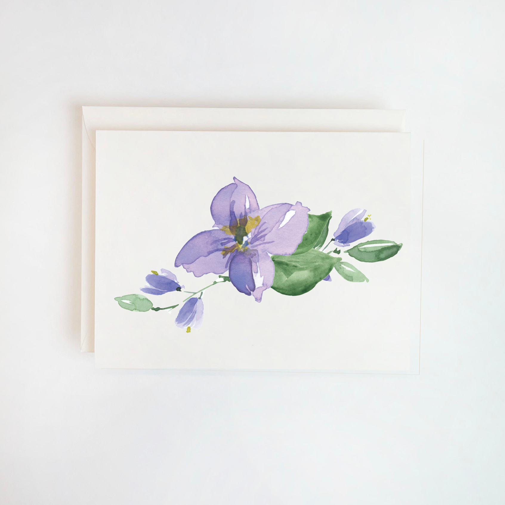 Purple Star Flower Watercolor Card