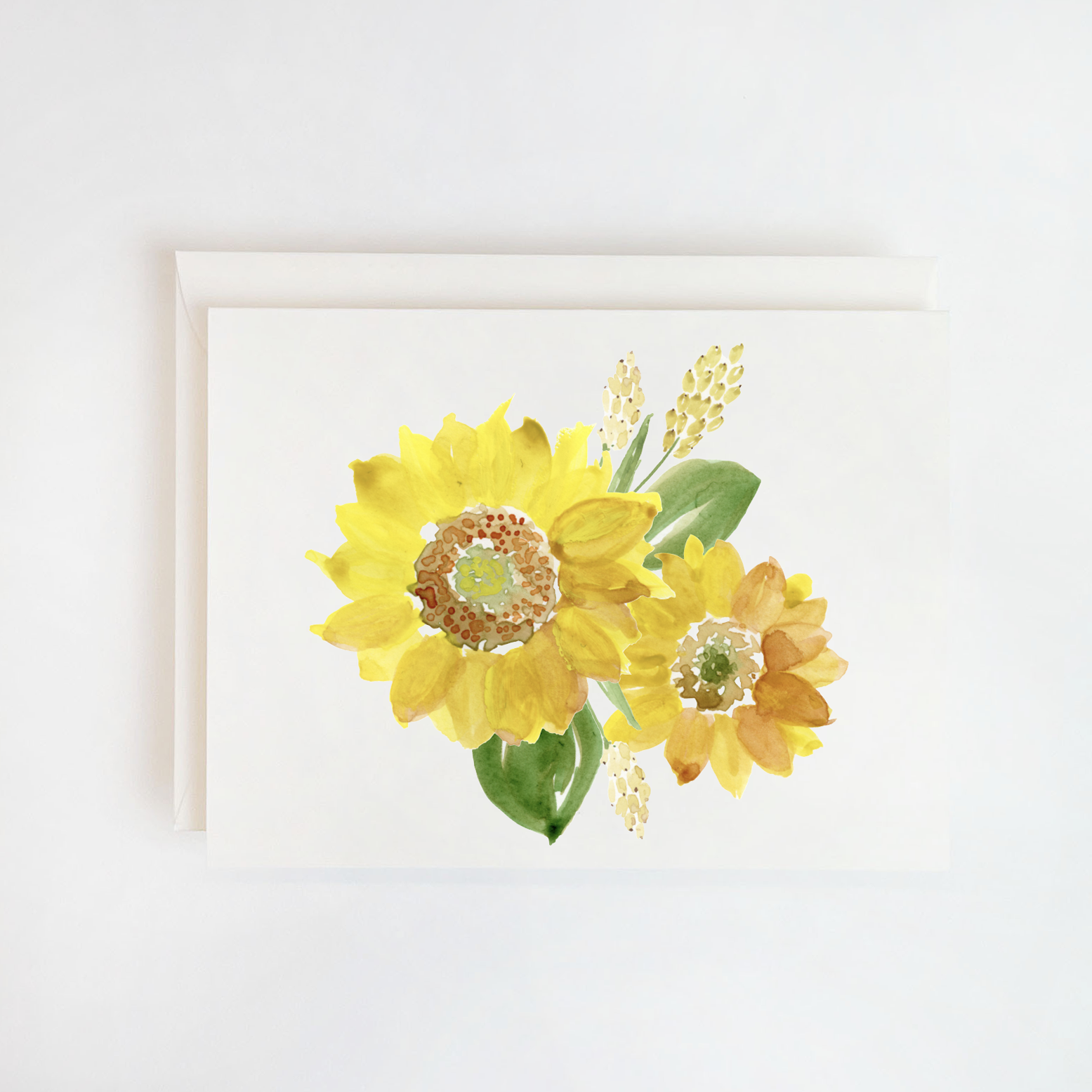 Yellow Sunflower Watercolor Card