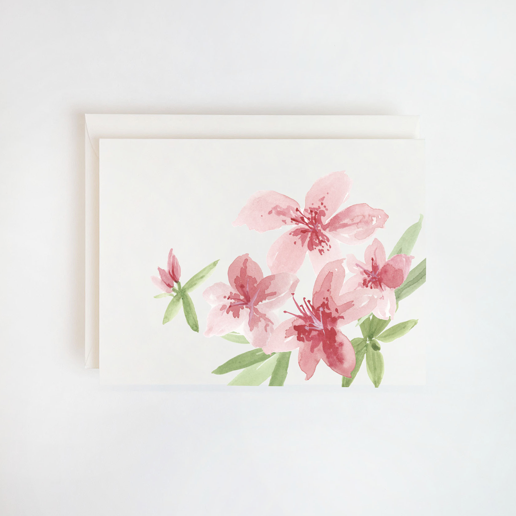 Pink Azaleas Watercolor Card