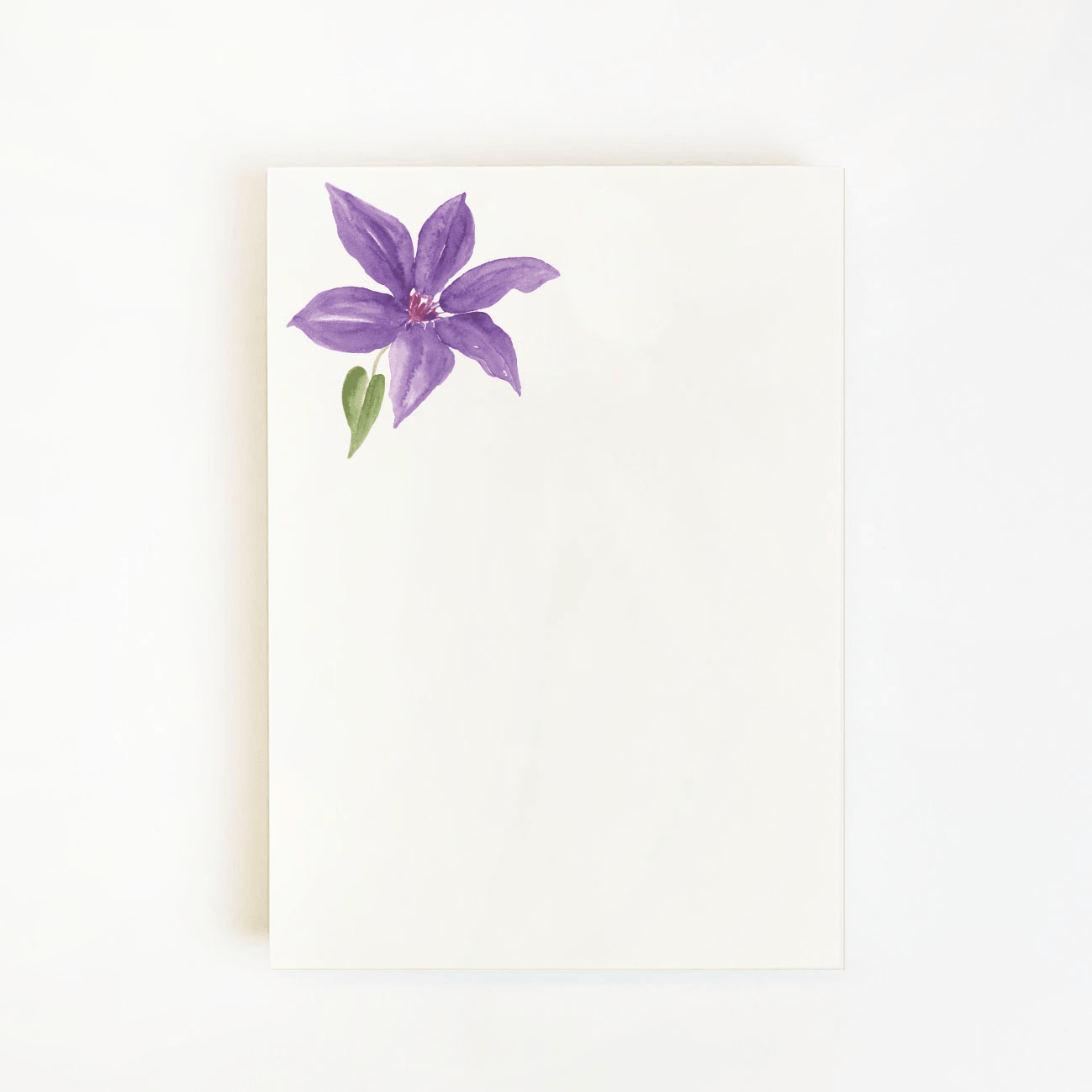 Purple Clematis Watercolor Notepad