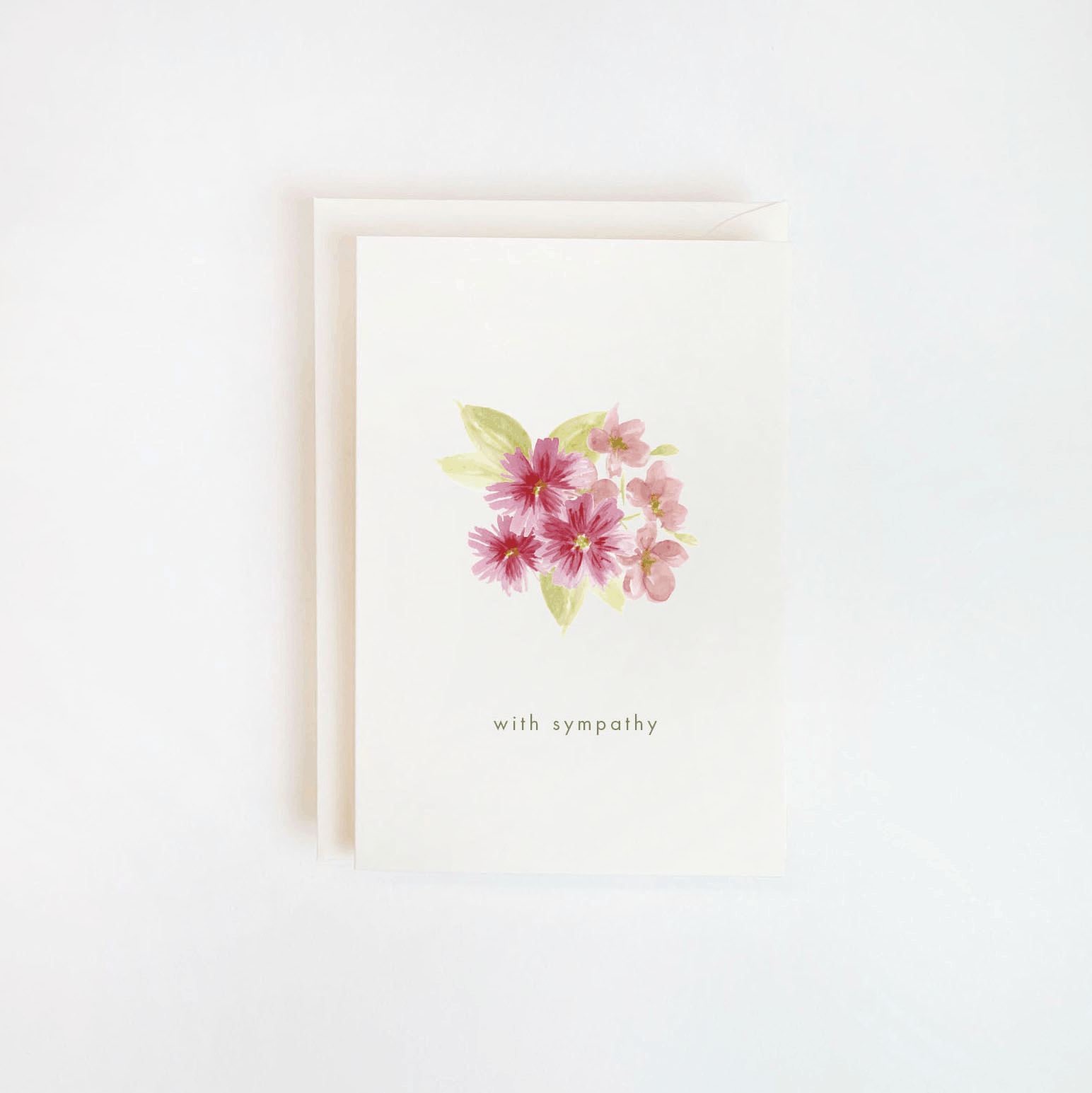Pink Wildflower Watercolor Sympathy Card